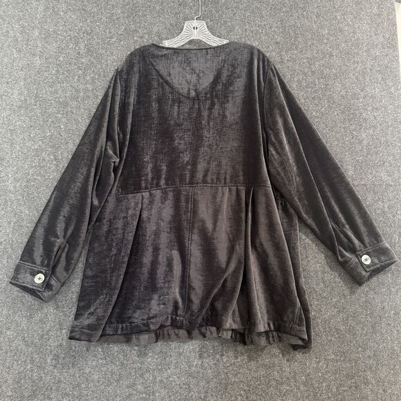 Soft Surroundings Jacket Women's 3X Black Button Front Velvet Textured Top Plus - Picture 6 of 7